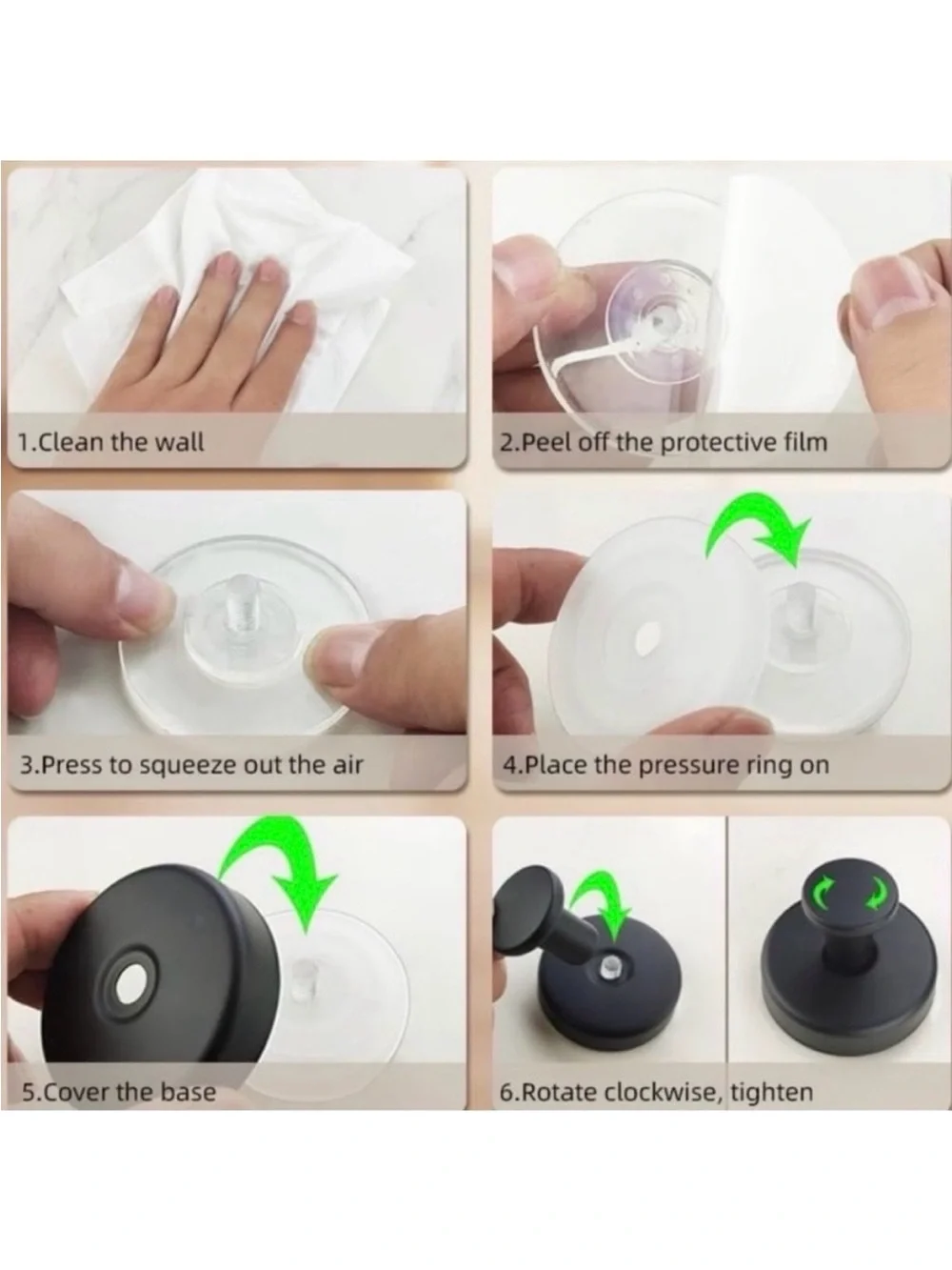 💞 New Black Anti-Rust Suction Wall Hook for Bath